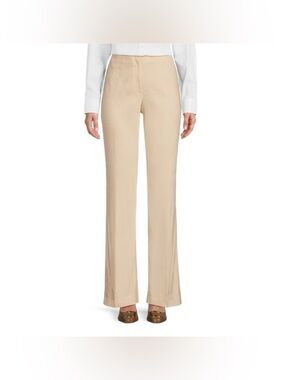 ANTONIO MELANI Kendall Beige Linen Blend Flare Leg Slacks Pants Sz 12 Large NWT